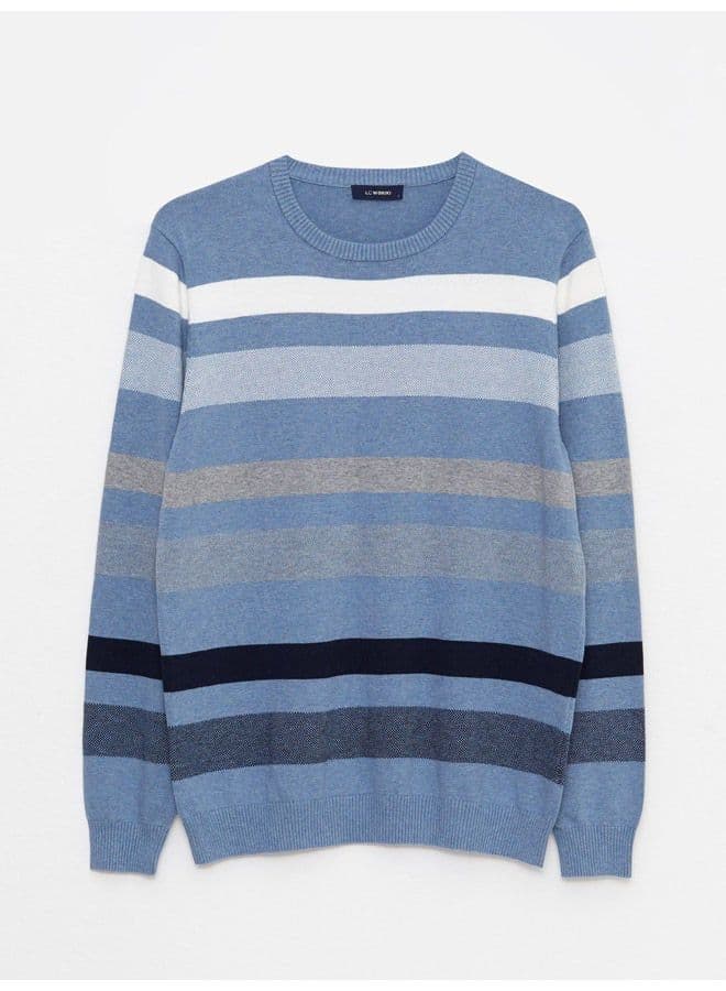 Crew Neck Long Sleeve Striped Men's Knitwear Sweater - image 5