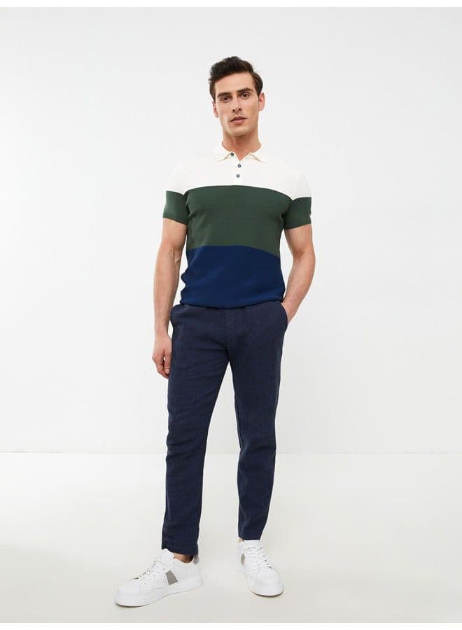 Polo Collar Short Sleeve Color Block Men's Knitwear Sweater - image 4