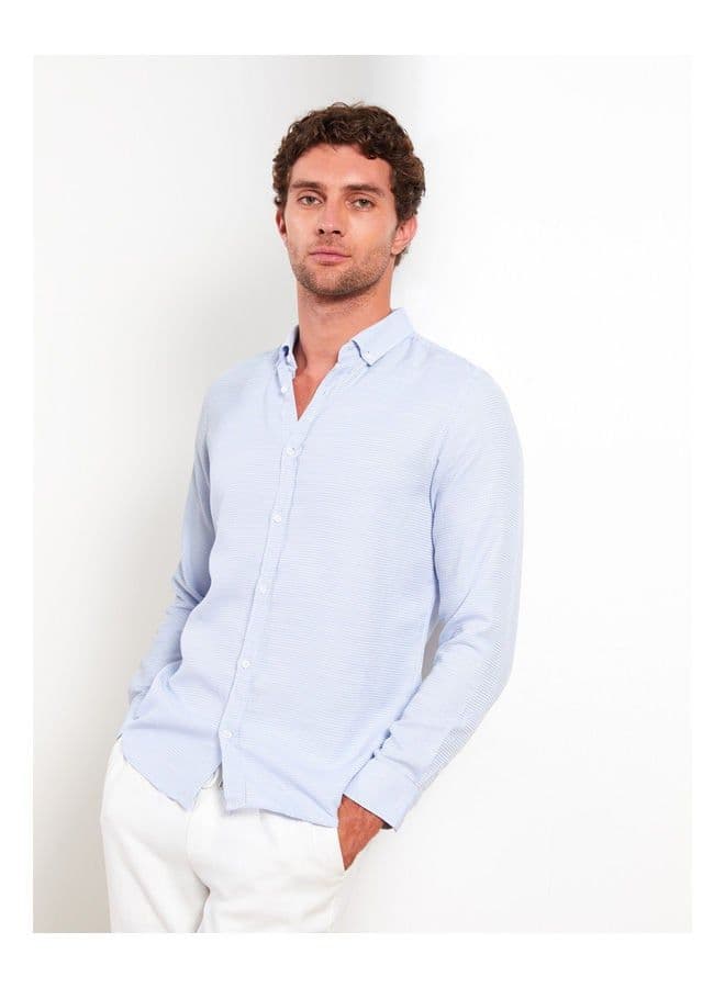 Slim Fit Long Sleeve Dobby Men's Shirt - image 2